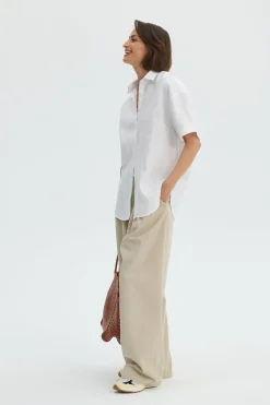 Button-up T-Shirt White<Saint Body Clearance