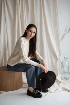Cable-Knit Merino Wool Sweater Natural White<Monala Best