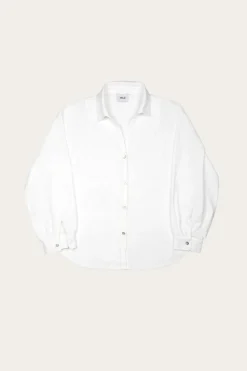 Calabasas Linen Button Down Shirt White<Veld Hot