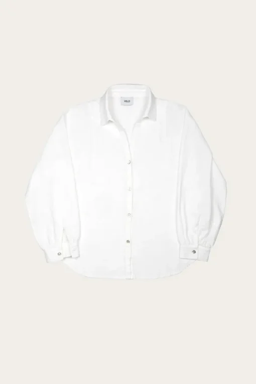 Calabasas Linen Button Down Shirt White<Veld Hot