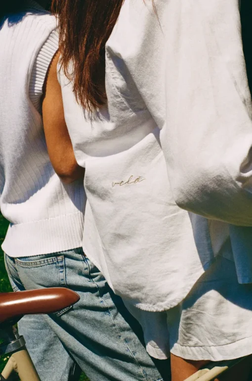 Calabasas Linen Button Down Shirt White<Veld Hot