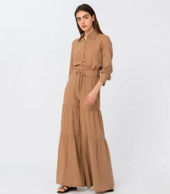 Cappuccino 3 Tier Flared Bell Bottom Pants Brown<Elizabeth LaGre Hot