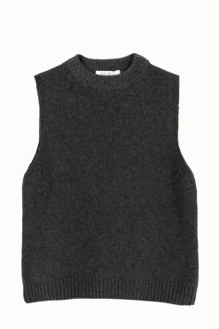 Cashmere Mock Neck Tank Dark Grey<Pura Clothing Fashion