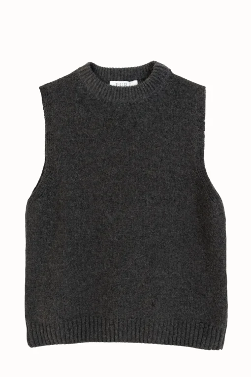 Cashmere Mock Neck Tank Dark Grey<Pura Clothing Fashion