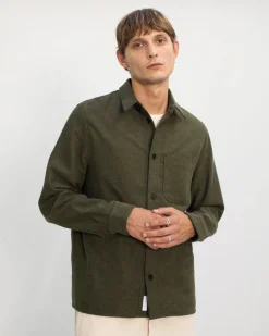 Casual Flannel Shirt Moss Green<Rotholz Store
