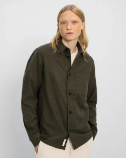 Casual Unisex Flannel Shirt Moss Green<Rotholz Shop