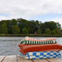 Check Bath Towel Aqua Blue<HOMEHAGEN Online