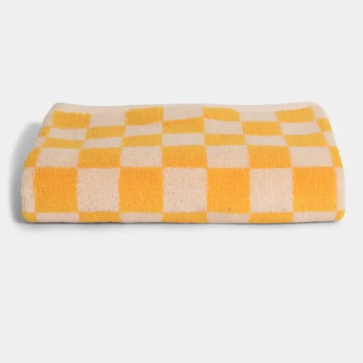 Check Bath Towel Yellow<HOMEHAGEN Best Sale