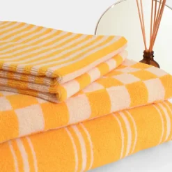 Check Bath Towel Yellow<HOMEHAGEN Best Sale