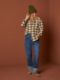 Checkered Cotton Overshirt Green<INDIu0026COLD Best