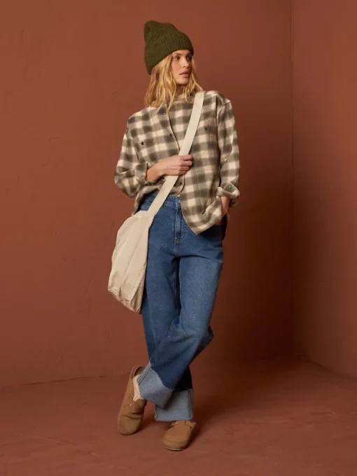 Checkered Cotton Overshirt Green<INDIu0026COLD Best