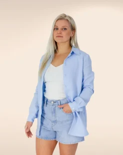 Chloe Linen Shirt Sky Blue<Nakoa Fashion