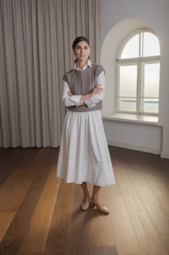 Clarene Cotton Blend Skirt With Wide Trim<Original Story Discount