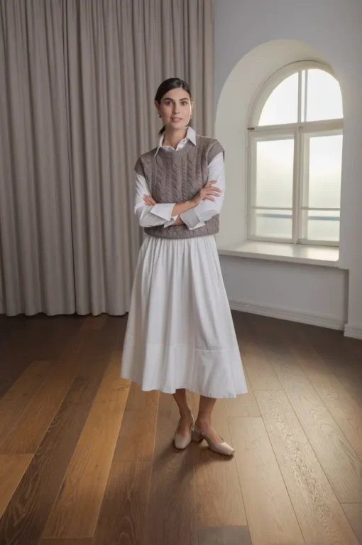 Clarene Cotton Blend Skirt With Wide Trim<Original Story Discount