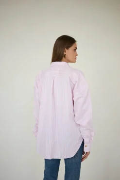 Classic Oversized Shirt Pink Wide Stripes<Enteliér Best