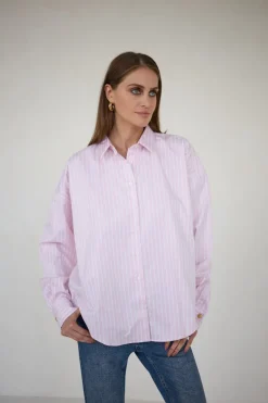 Classic Oversized Shirt Pink Wide Stripes<Enteliér Best