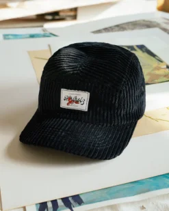 Cord 5-Panel Cap Organic Cotton Soft Black<Rotholz Cheap