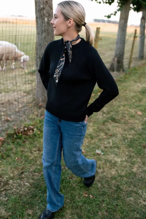 Crew Neck Merino Wool Sweater Black<Monala Shop