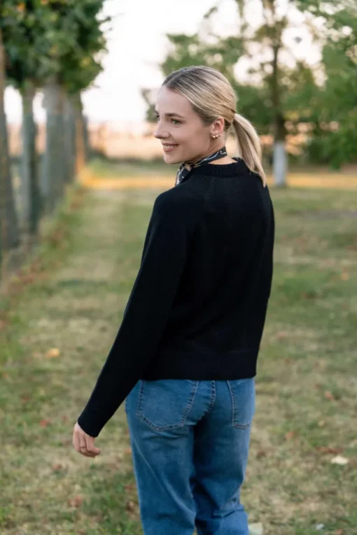 Crew Neck Merino Wool Sweater Black<Monala Shop