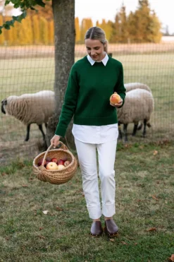 Crew Neck Merino Wool Sweater Forest Green<Monala Hot