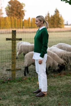 Crew Neck Merino Wool Sweater Forest Green<Monala Hot