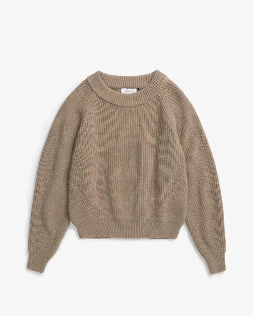 Cropped Knit Sweater Wool-Blend Beige<Rotholz Cheap