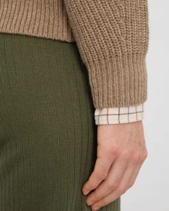 Cropped Knit Sweater Wool-Blend Beige<Rotholz Cheap