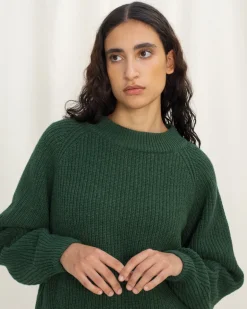 Cropped Knit Sweater Wool-Blend Green<Rotholz Best Sale