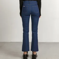 Cropped Mid Blue Flared Jeans With Sand Stitch<Studio Heijne Online