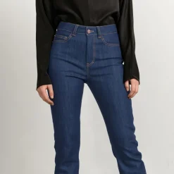 Cropped Mid Blue Flared Jeans With Sand Stitch<Studio Heijne Online