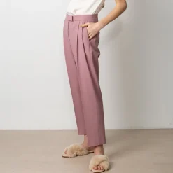 Cropped Pleated Wool Trouser Pink<Studio Heijne Cheap