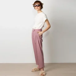 Cropped Pleated Wool Trouser Pink<Studio Heijne Cheap