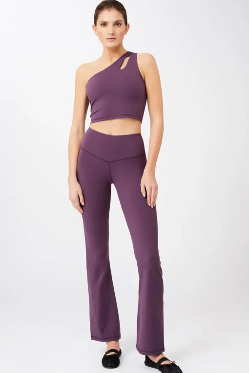 Cropped Shoulder Top + Flared Sports Pants Set Purple Passion<MANDALA Cheap
