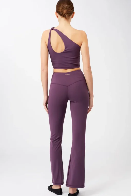 Cropped Shoulder Top + Flared Sports Pants Set Purple Passion<MANDALA Cheap