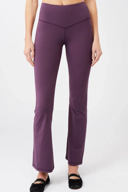 Cropped Shoulder Top + Flared Sports Pants Set Purple Passion<MANDALA Cheap