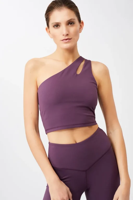 Cropped Shoulder Top + Flared Sports Pants Set Purple Passion<MANDALA Cheap