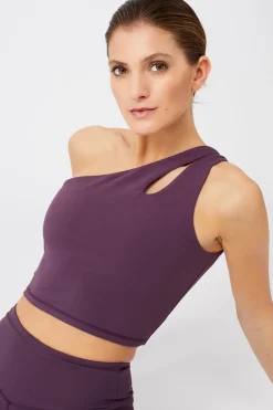 Cropped Shoulder Top + Flared Sports Pants Set Purple Passion<MANDALA Cheap