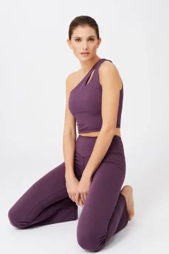 Cropped Shoulder Top + Flared Sports Pants Set Purple Passion<MANDALA Cheap