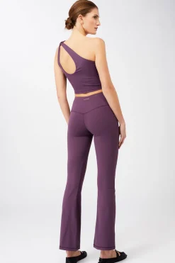 Cropped Shoulder Top + Flared Sports Pants Set Purple Passion<MANDALA Cheap