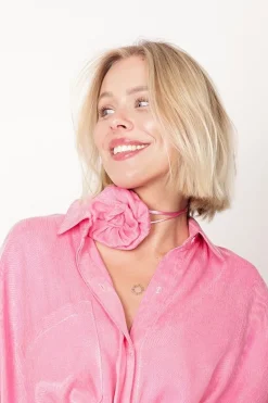 Decorative Lyocell Rose Choker Pink<ANGELL Best