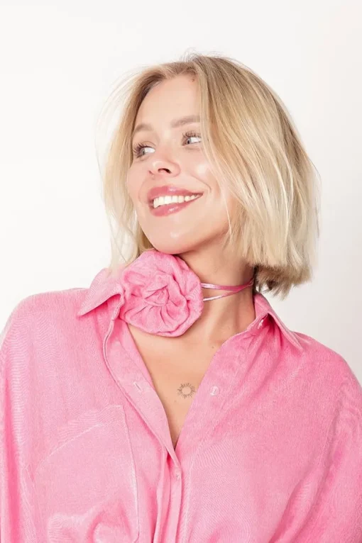 Decorative Lyocell Rose Choker Pink<ANGELL Best