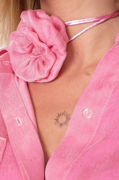 Decorative Lyocell Rose Choker Pink<ANGELL Best