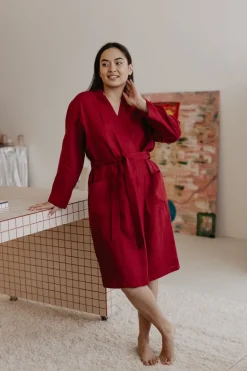 Del膷ia Linen Bathrobe<Laume linen Shop