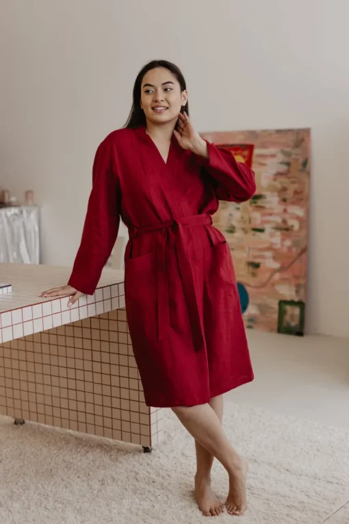 Del膷ia Linen Bathrobe<Laume linen Shop