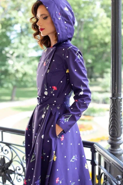 Double Breasted Trench Coat for Spring in Violet<RainSisters Store