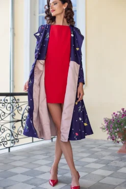 Double Breasted Trench Coat for Spring in Violet<RainSisters Store