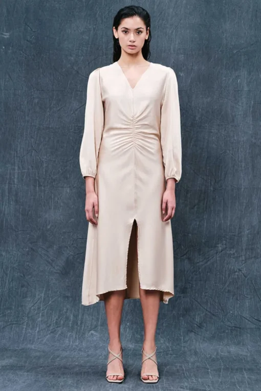 Double V Cut Detail Dress<Haris Cotton New