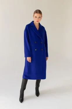 Double-Breasted Coat Sapphire<Enteliér Outlet