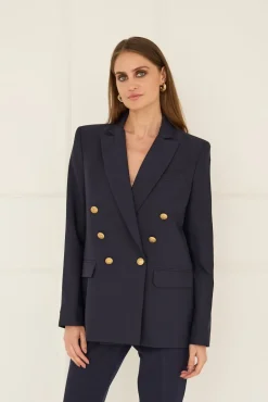 Double-breasted Jacket Navy Blue<Enteliér Best