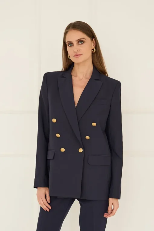 Double-breasted Jacket Navy Blue<Enteliér Best